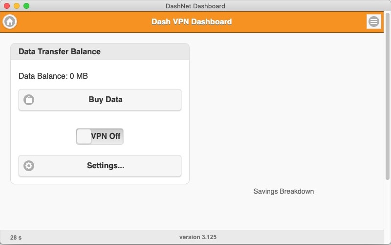 Dash VPN 3.1 : Dashboard