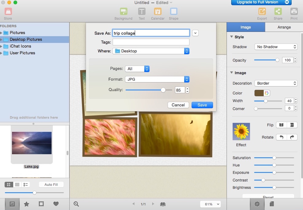 Picture Collage Maker 3.6 : Exporting Project