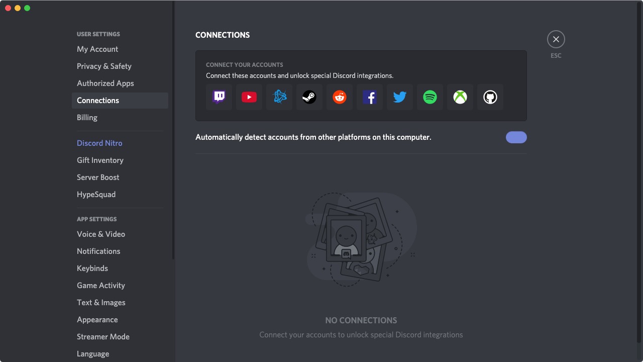 Discord 0.0 : Connection Preferences