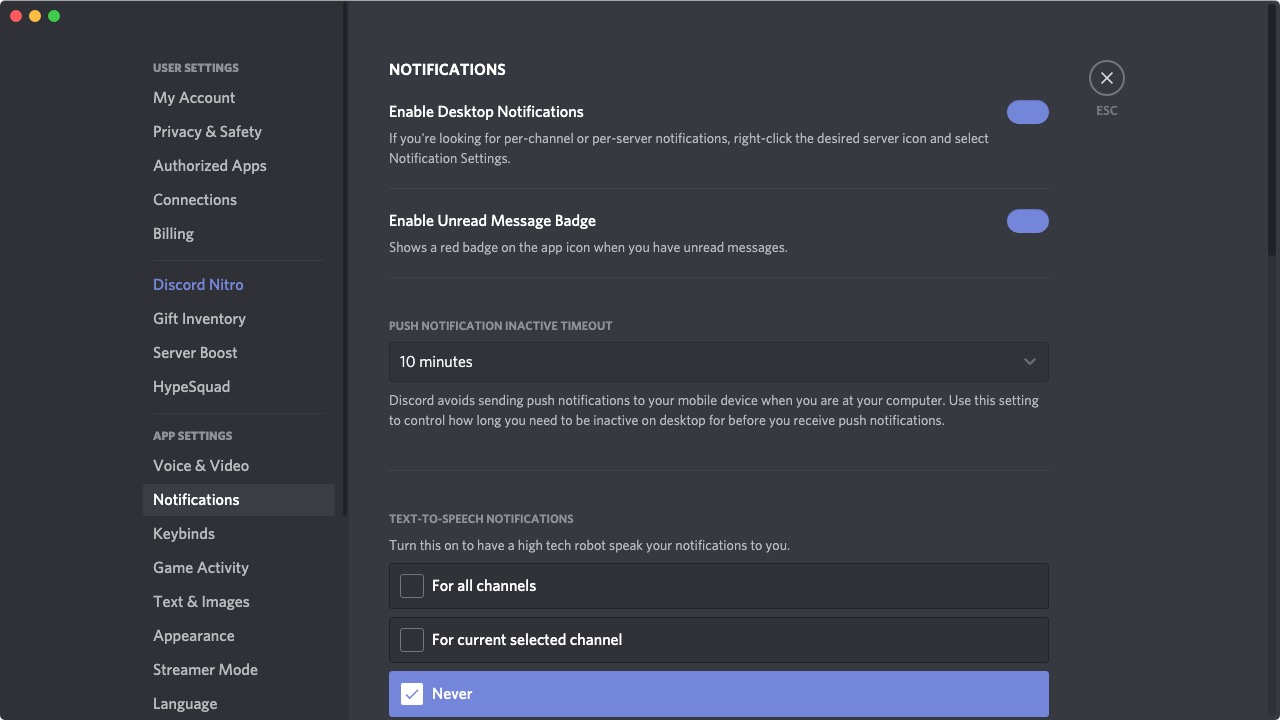 Discord 0.0 : Notification Preferences
