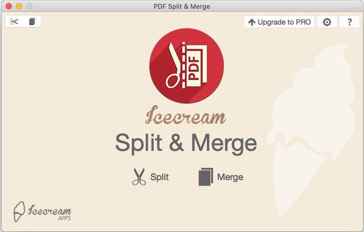 Icecream PDF Split & Merge 2.1 : Welcome Screen