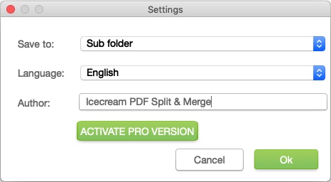 Icecream PDF Split & Merge 2.1 : Settings