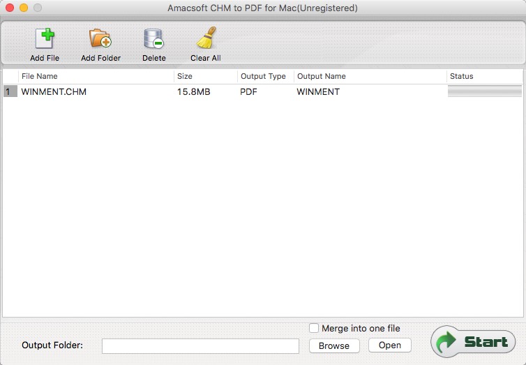 Amacsoft CHM to PDF for Mac 2.1 : Add File