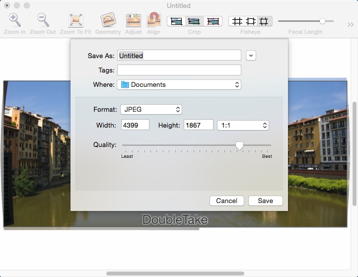 DoubleTake 2.4 : Exporting Panorama Image