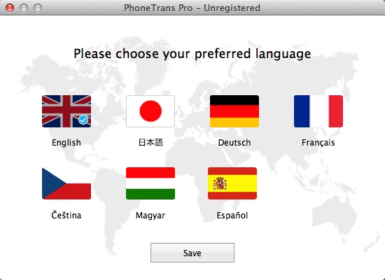 PhoneTrans Pro 4.7 : Selecting Default Language