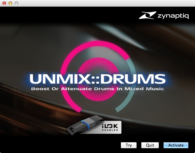 Activate UNMIX DRUMS 1.0 : Main window