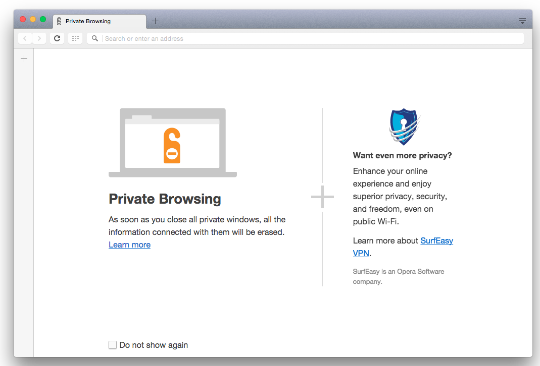 Opera 33.0 : Private browsing