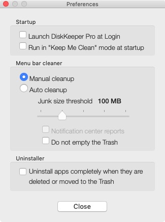 DiskKeeper Pro 1.4 : Preferences