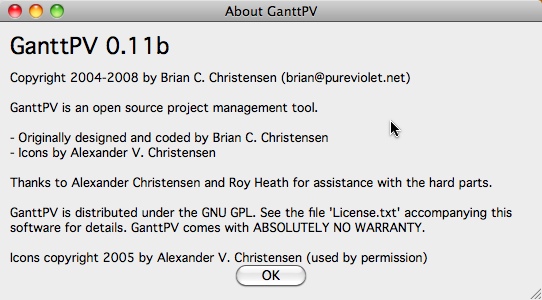 GanttPV 0.1 : Main window