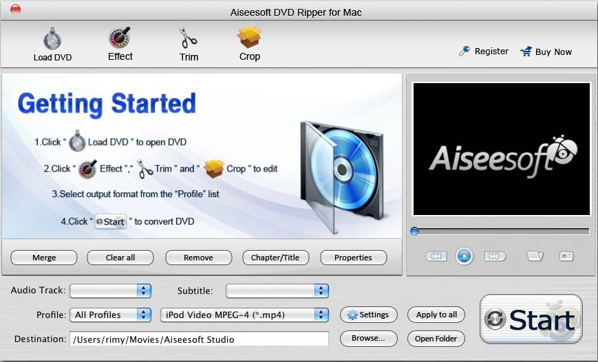 Aiseesoft DVD Ripper for Mac 3.2 : Getting started