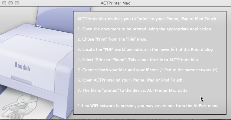 ACTPrinter Mac 1.4 : Main window