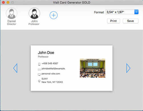 Visit Card Generator GOLD 1.0 : Main Window