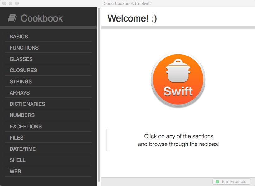Code Cookbook for Swift 1.1 : Main window