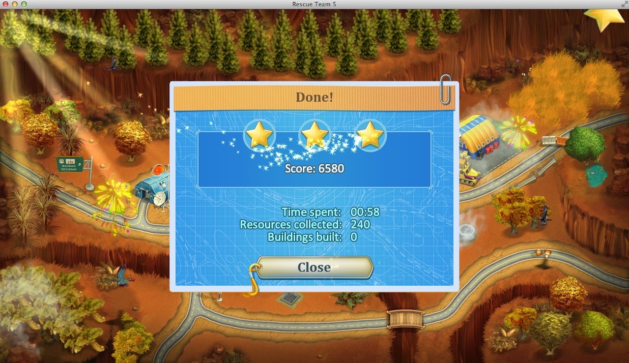 Rescue Team 5 2.0 : Completed Level Statistics Window