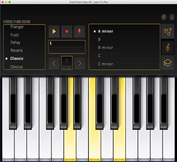 Grand Piano Keys 5K - Learn To Play 1.0 : Main Window