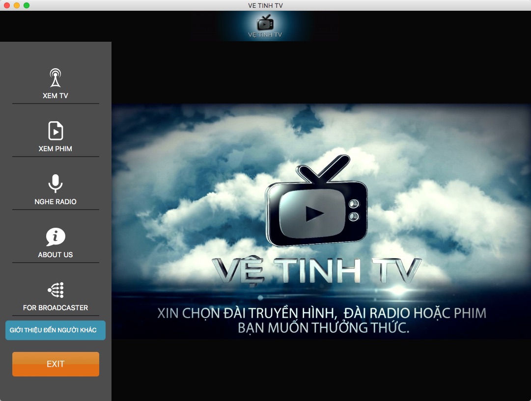 Ve Tinh TV 1.0 : Main window