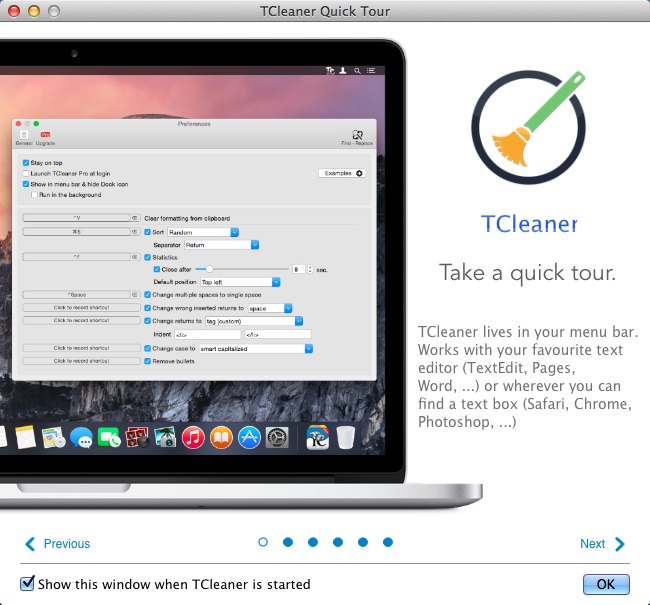 TCleaner 1.1 : Quick Tour Window