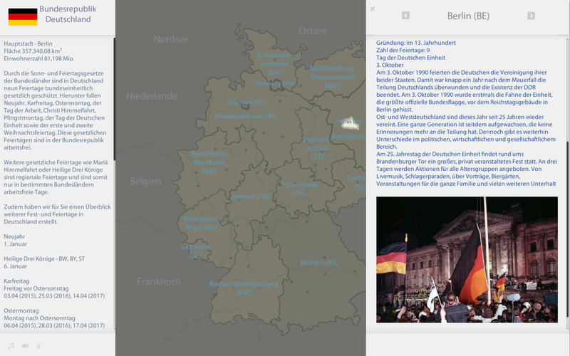 Karte Von Deutschland - Bundeslaender Und Feiertage Prof 1.0 : Main Window