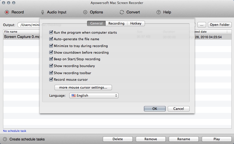 Apowersoft Mac Screen Recorder 2.7 : Preferences Window