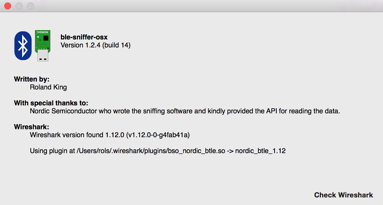 nrf-ble-sniffer-osx 1.2 : Main window