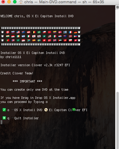 OS X El Capitan DVD Creator 1.0 : Main window