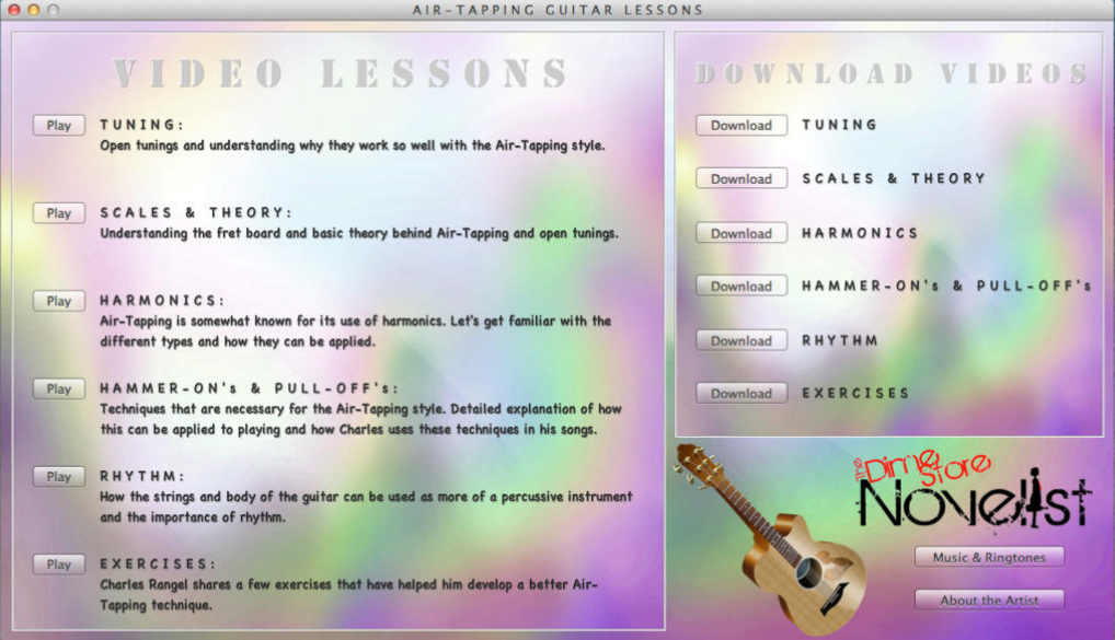 Air-Tapping Guitar Lessons 1.0 : Main Window