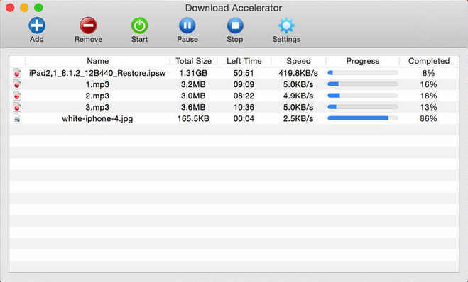 Download Accelerator 1.0 : Main Window
