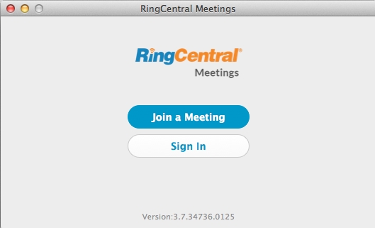 RingCentralMeetingsLauncher 3.7 : Main Window