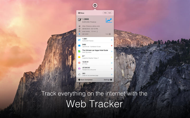 Web Tracker : Main window