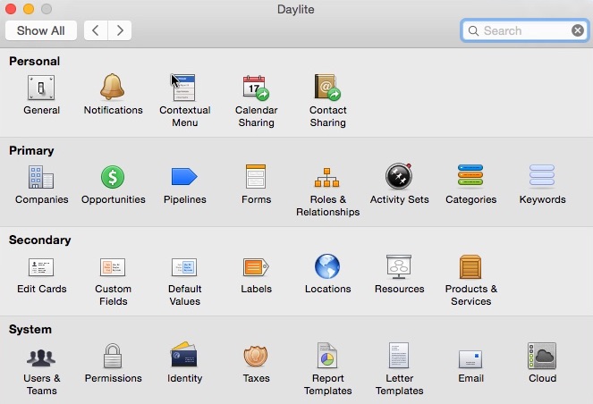 Daylite 6.0 : Preferences Window