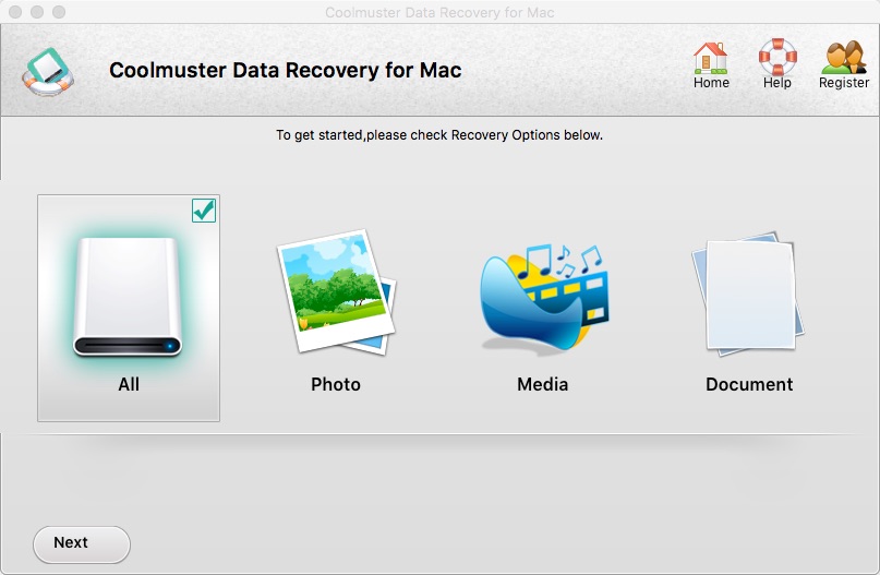 Coolmuster Data Recovery for Mac 3.2 : Main window