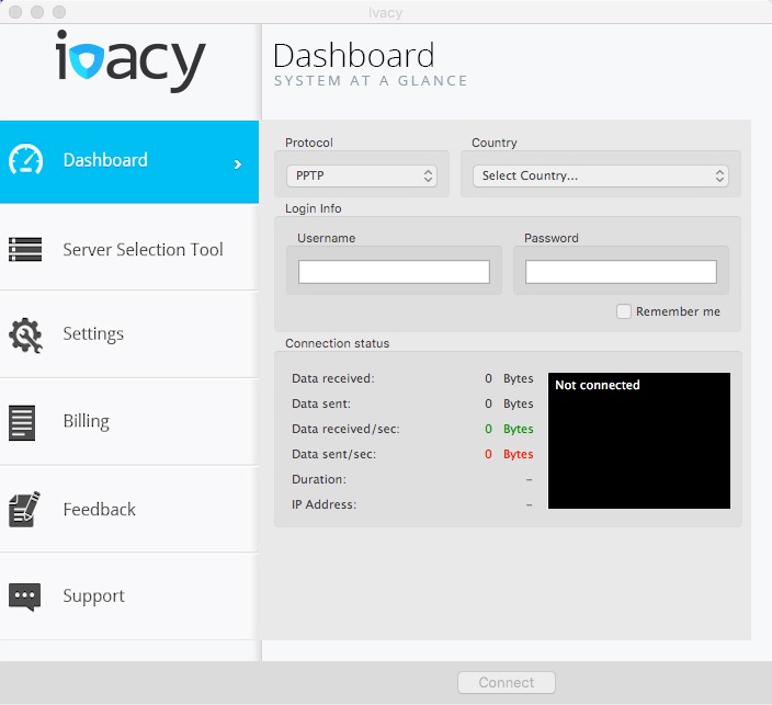 Ivacy 1.0 : Main window