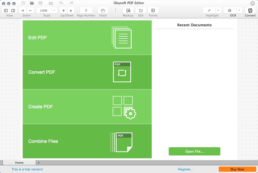 iSkysoft PDF Editor 5.4 : Main Window