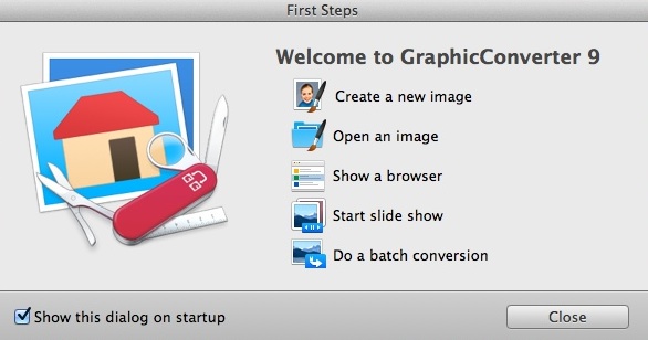 GraphicConverter 9.7 : Welcome Window