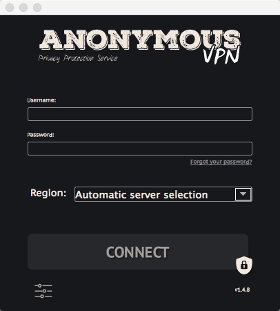 Anonymous VPN 1.4 : Main window