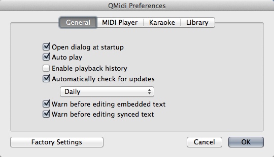QMidi 2.5 : Preferences Window