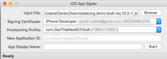 iOS App Signer 1.8 : Main window
