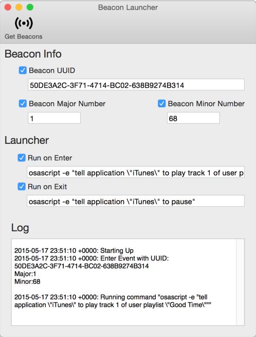 Beacon Launcher 1.0 : Main window