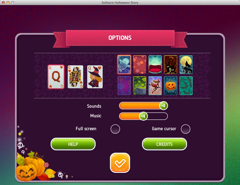 Solitaire Halloween Story 2.0 : Game Options