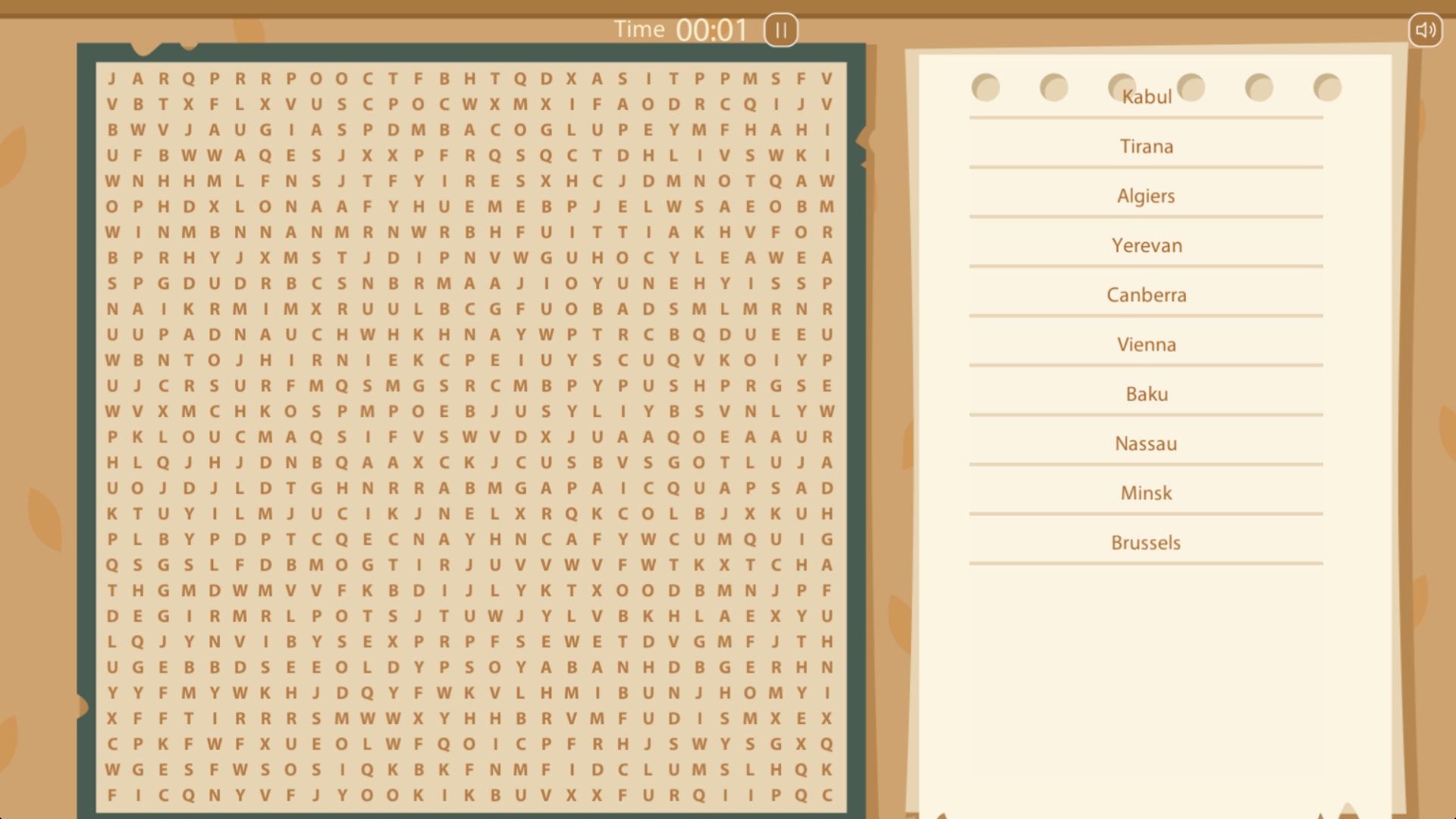 Geography Word Search - Discovery Puzzle 5.3 : Gameplay Window