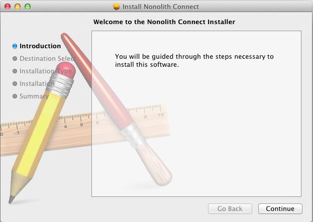 nonolith-connect 1.3 : Installation Window