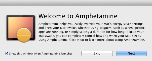 Amphetamine 2.3 : Welcome Window