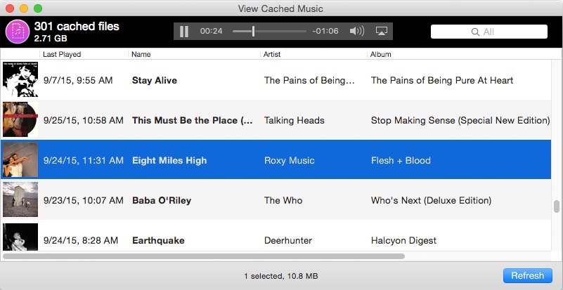 View Cached Music 1.0 : Main window