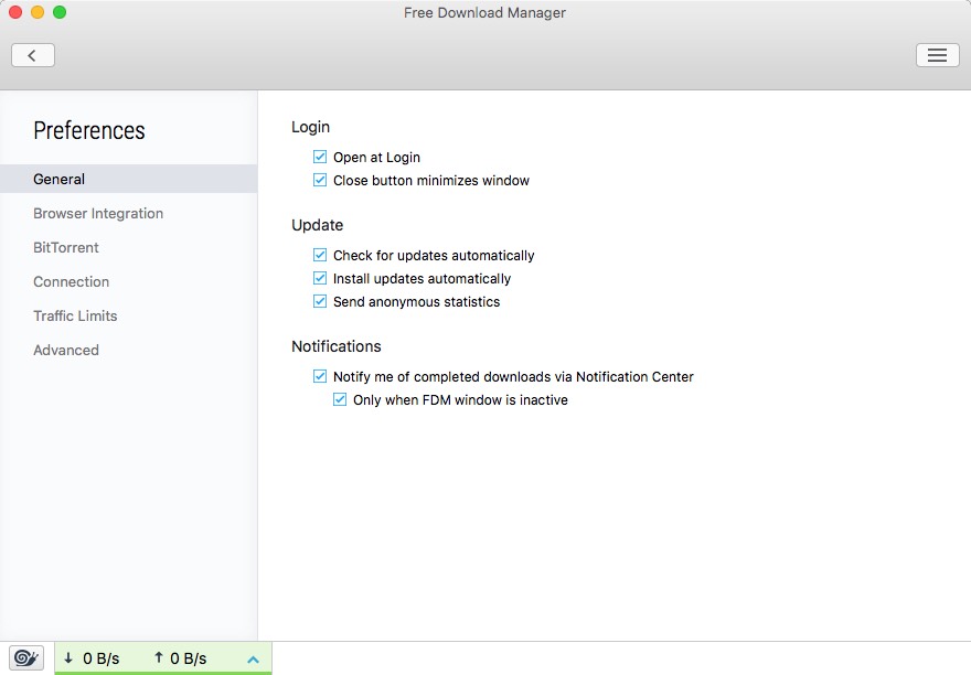 Free Download Manager 5.1 beta : General Preferences