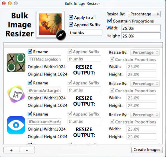 Bulk Image Resizer 1.4 : Main Window