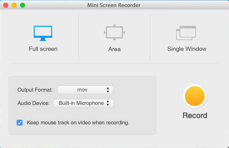 Mini Screen Recorder 1.6 : Main Window