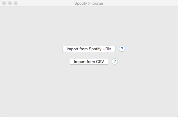 Spotify Importer 1.0 : Main window