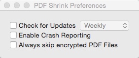PDF Shrink 4.9 : Preferences Window
