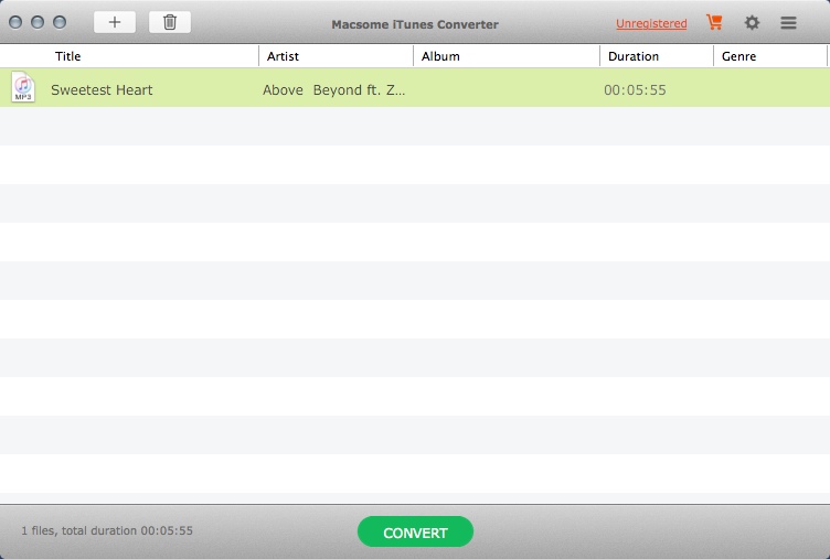 Macsome iTunes Music Converter 2.0 : Main Window