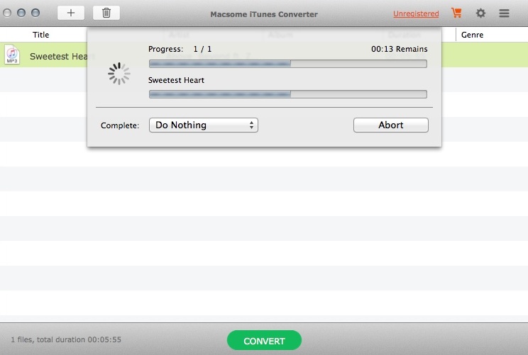 Macsome iTunes Music Converter 2.0 : Converting Song